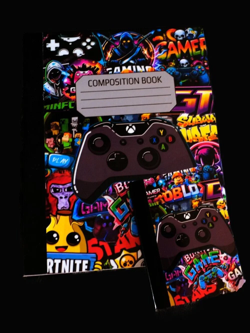 Custom Composition Book & Mini Notebook, Handmade, school, gamer, ps5, student